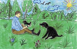 ПОЛИНА МИХАЛЬСКАЯ (12 лет), г. УФА: «Президент и его собака Кони отдыхают в заповеднике»