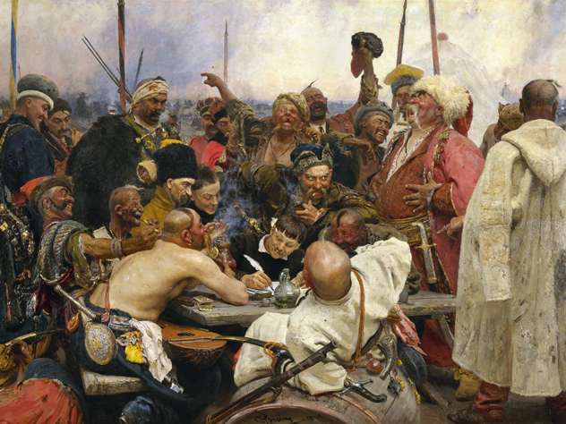 «Запорожцы пишут письмо турецкому султану», Илья Репин, 1880-1891 годы. wikimedia «Запорожцы пишут письмо турецкому султану», Илья Репин, 1880-1891 годы. wikimedia