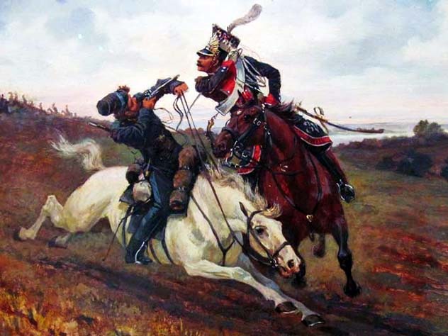 Донской казак против польского улана. «Кто кого?» Художник В. Мазуровский. Источник: wikimedia.org Донской казак против польского улана. «Кто кого?» Художник В. Мазуровский. Источник: wikimedia.org